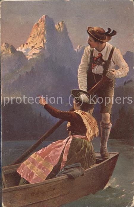 Boote Berge Trachten Liebespaar