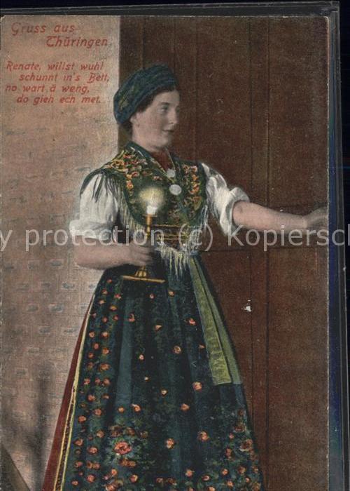 Thueringen Region Tracht Frau Kerzenleuchter