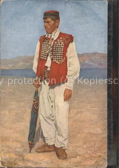 Trachten Mann Regenschirm