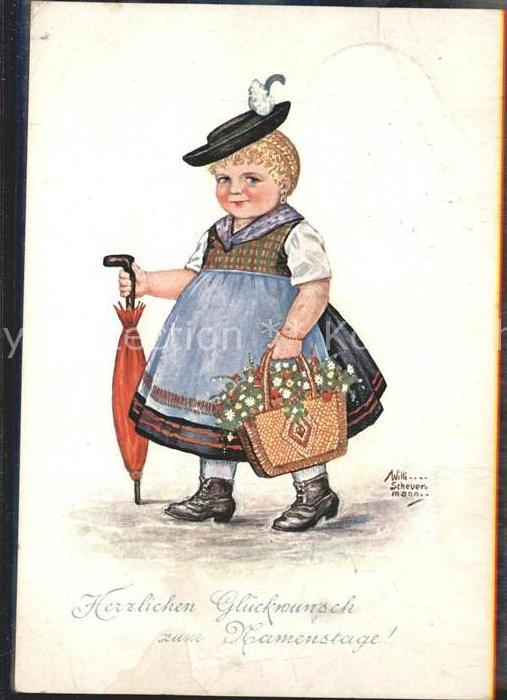 Glueckwunsch Namenstag Tracht Blumenstrauss