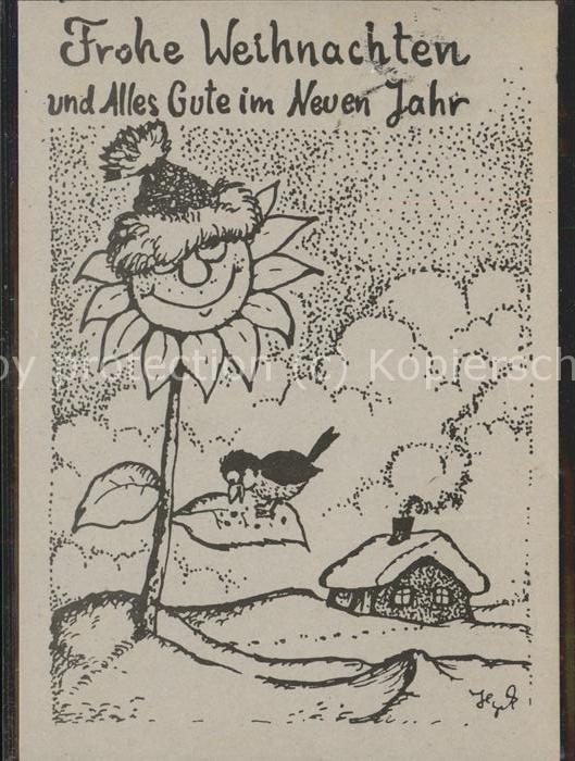 Weihnachten Glückwünsche Sonnenblume Vogel