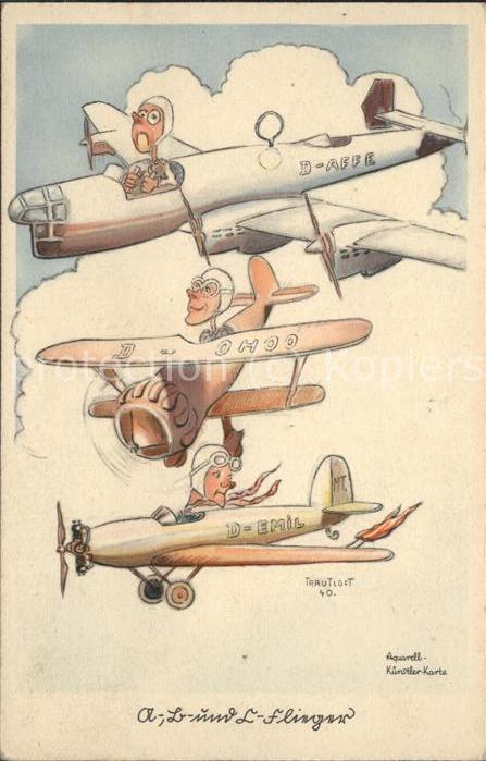 Humor Flugzeug Flieger-Humor Künstlerzeichnun