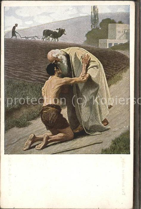 Kuenstlerkarte Religion Bauer Vater Bettler verlorene
