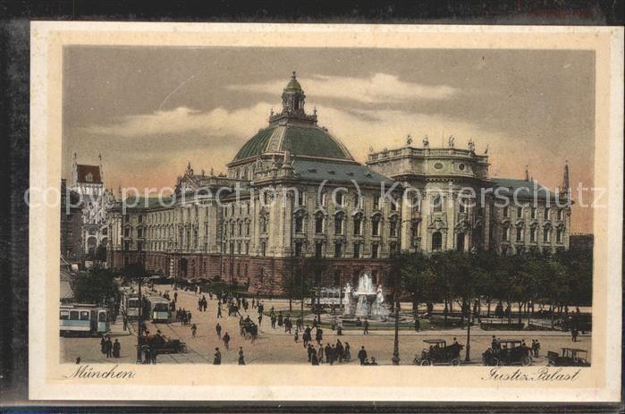 Strassenbahn Münhchen Justiz-Palast Springbrunnen