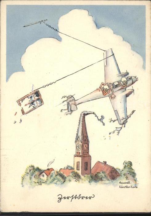 Kuenstlerkarte Aquarell Flieger-Humor