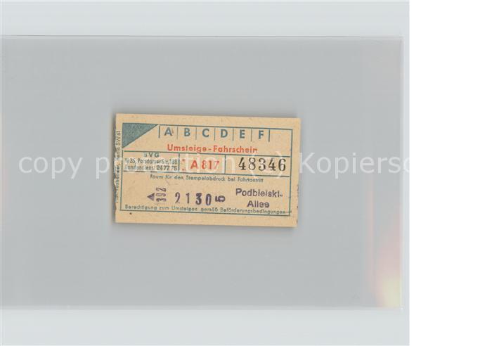 Autobus Omnibus Umsteige-Fahrschein Berlin