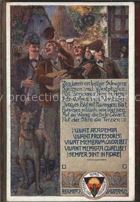 Verlag Schulverein Nr 237 Studenten Hund Gitarre Vivat Academia