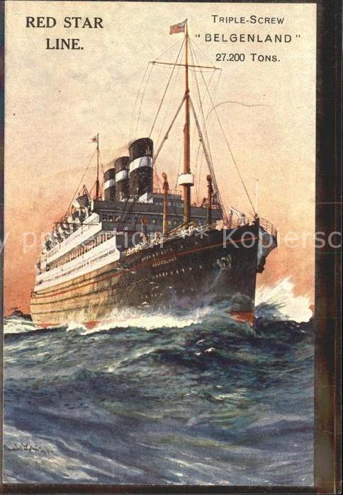Dampfer Oceanliner Triple-Screw Belgenland Red Star Line