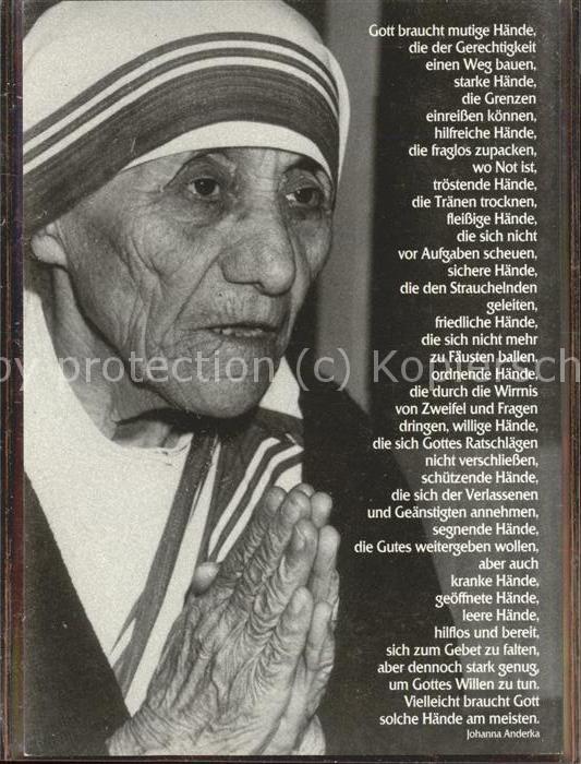 Religion Mutter Teresa Gedicht Johanna Anderka