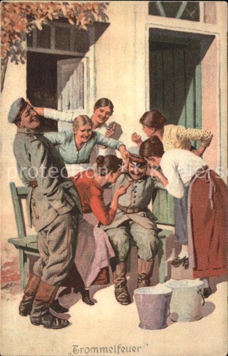 Kuenstlerkarte Soldaten Humor Frauen