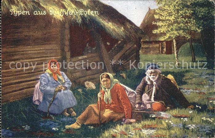 Typen Polen Künstlerkarte 1. Weltkrieg