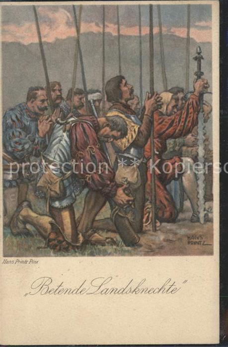 Kuenstlerkarte Hans Printz Betende Landsknechte