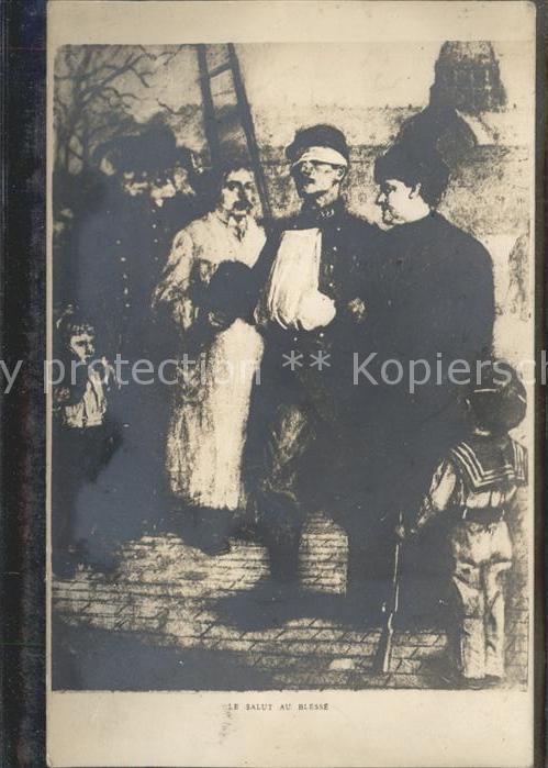 Kuenstlerkarte Krieg Verletzung Frankreich Soldat