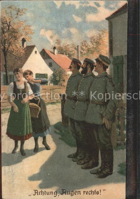 Militaria Humor Achtung Augen rechts Soldaten Frauen