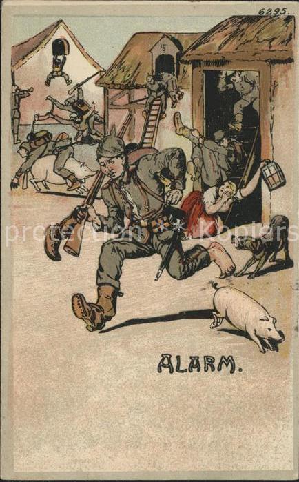Militaria Humor Alarm Schweine Hunde Soldaten