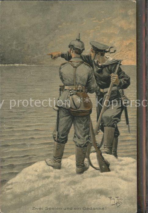 Kuenstlerkarte Soldaten zwei Seelen ein Gedanke Marine