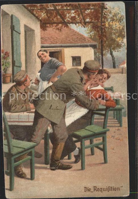 Militaria Humor Künstlerkarte Requisitation