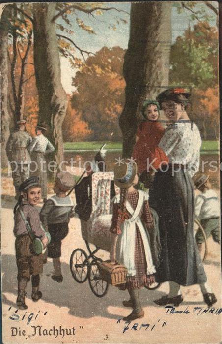 Kuenstlerkarte Die Nachhut Familie Krieg Militaria