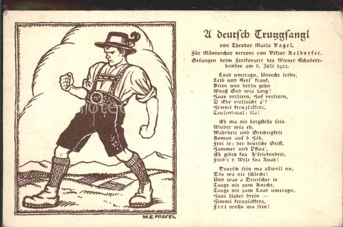 Kuenstlerkarte M. E. F. Tracht Bayer Gedicht