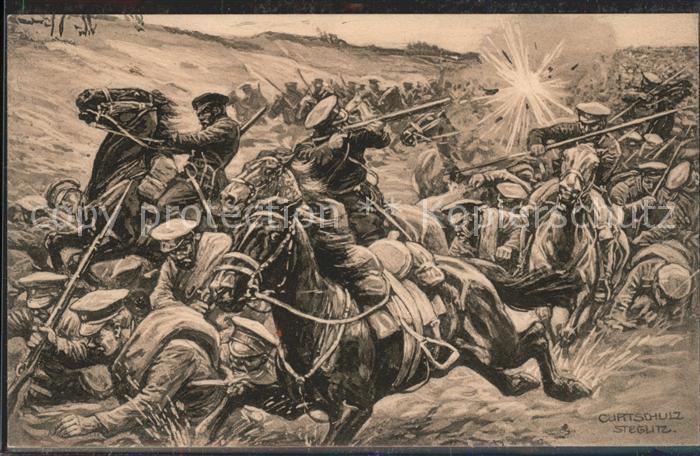 Kuenstlerkarte Curtschulz Steglitz Soldaten Krieg Schl