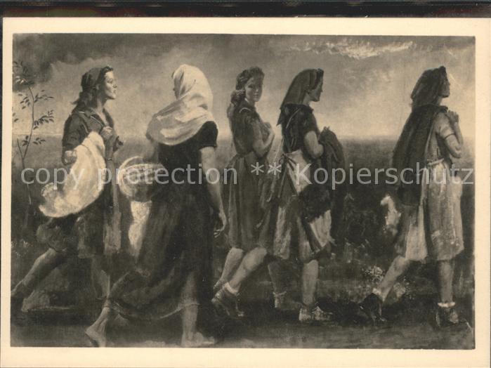 Kuenstlerkarte Eduard Bischoff Oelgemälde Ehret die Ar