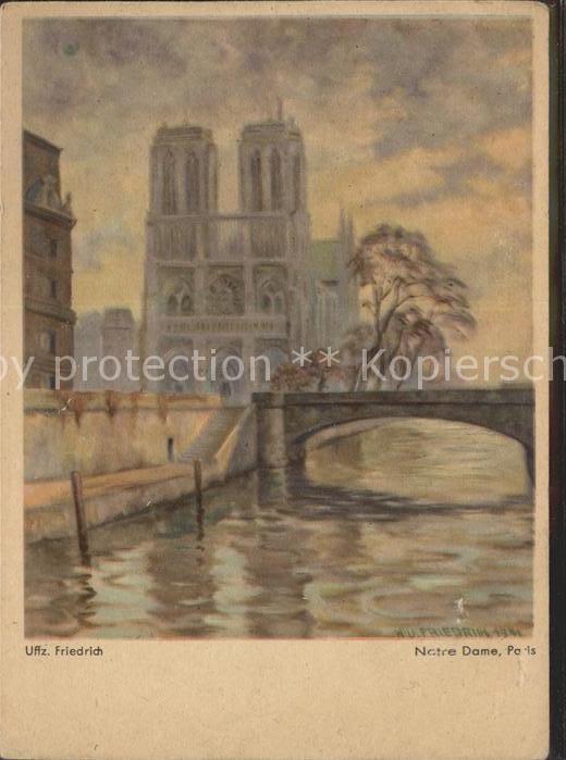 Kuenstlerkarte Uffz. Friedrich Notre Dame Paris Ausste