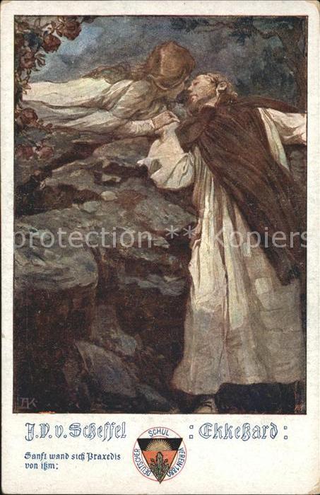 Kuenstlerkarte J. V. V. Scheffel Ekkekard Wappen
