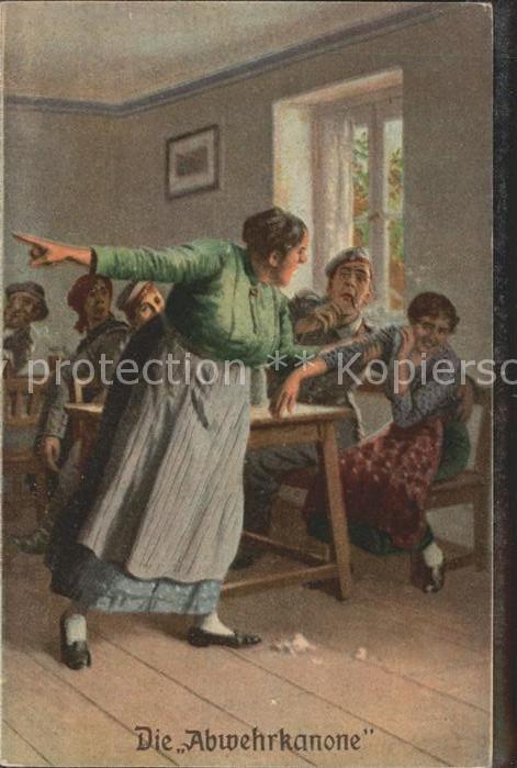 Militaria Humor Künstlerkarte Die Abwehrkanone