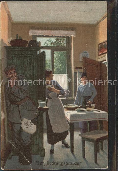 Militaria Humor Der Deckungsgraben Künstlerkarte