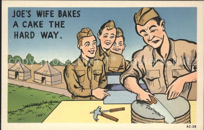 Militaria Humor Joes Wife Bakes A Cake the Hard Way