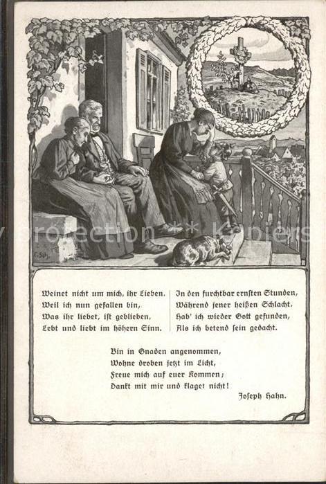Kuenstlerkarte Joseph Hahn Kreuz Gedicht