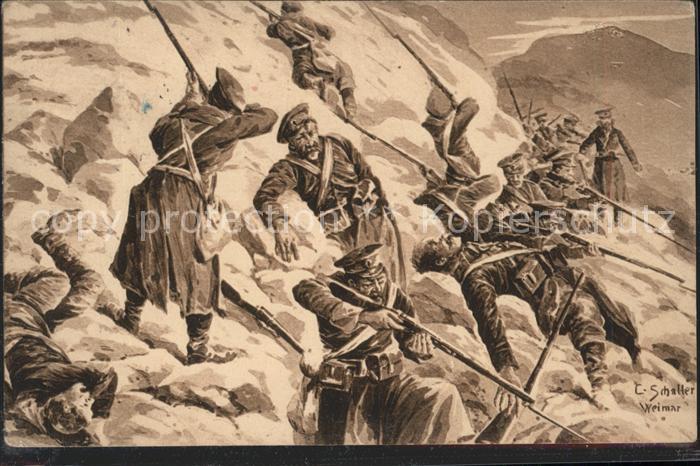 Kuenstlerkarte C. Schalter Weimar Soldaten Schlachtfel