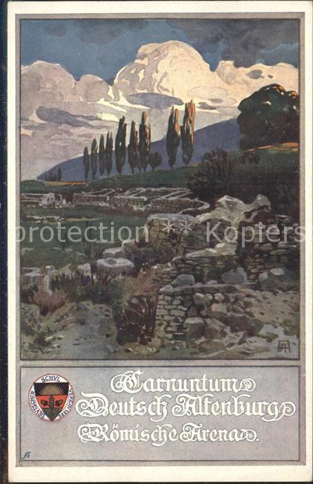 Kuenstlerkarte Deutsch Altenburg Römische Arena Wappen