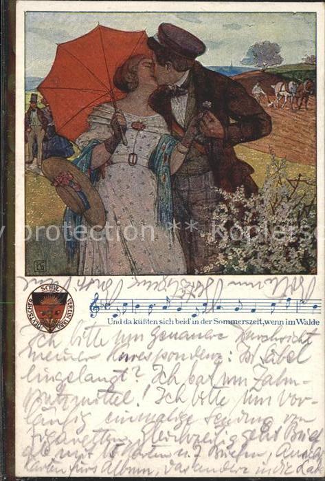 Liederkarte Wappen Sommerzeit Kuss Liebe Poesie