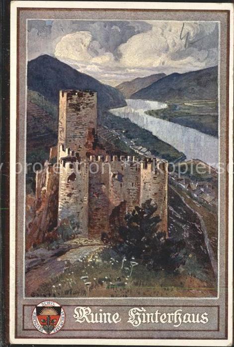 Burgen Ruine Hinterhaus Wappen Künstlerkarte