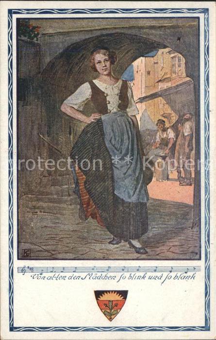 Liederkarte Wappen Frau Künstlerkarte