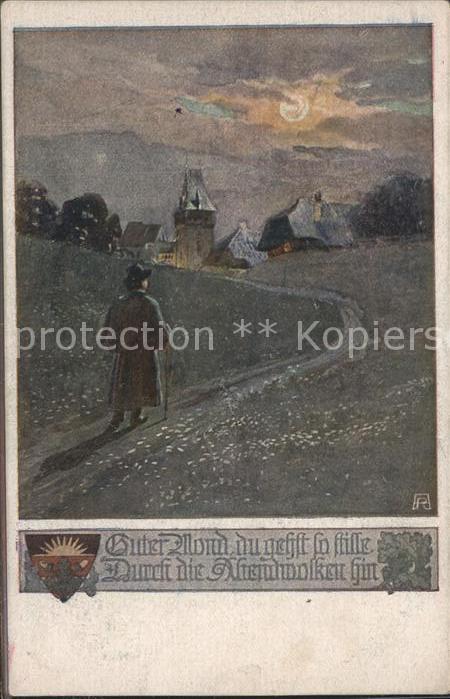 Kuenstlerkarte Guter Mond Wanderer