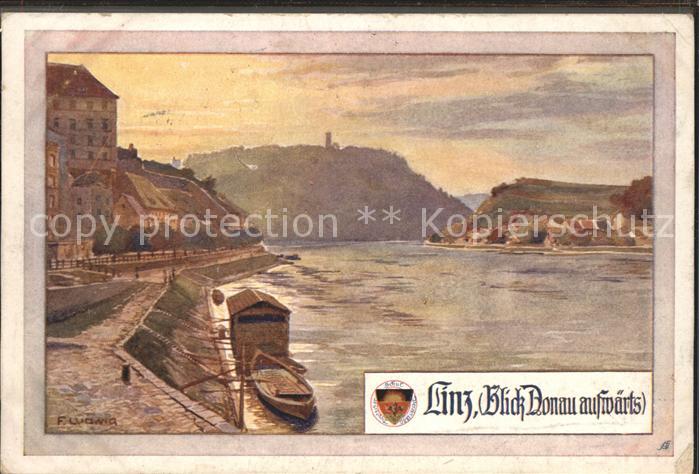 Linz Donau Künstlerkarte Donau Fähre