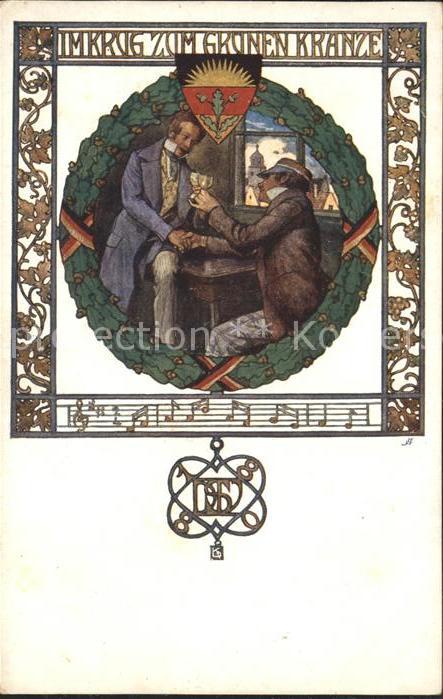 Kuenstlerkarte Im Krug zum grünen Kranze Liederkarte