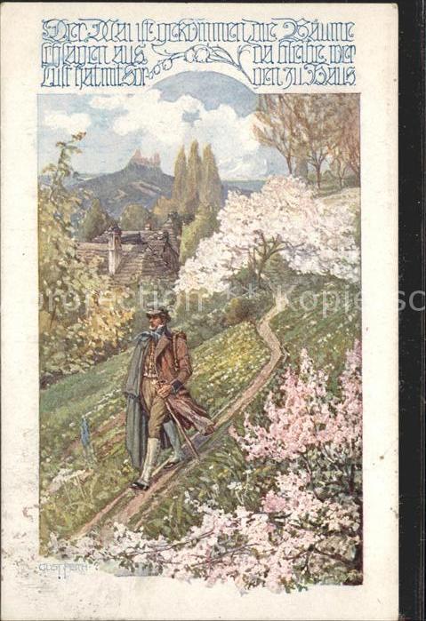 Kuenstlerkarte Gust Feith Wanderer