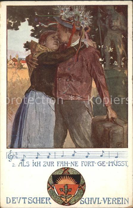 Liederkarte Wappen Fahne fort gemüsst Tracht