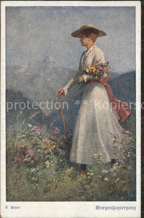 Kuenstlerkarte C. Bayer Morgenspaziergang