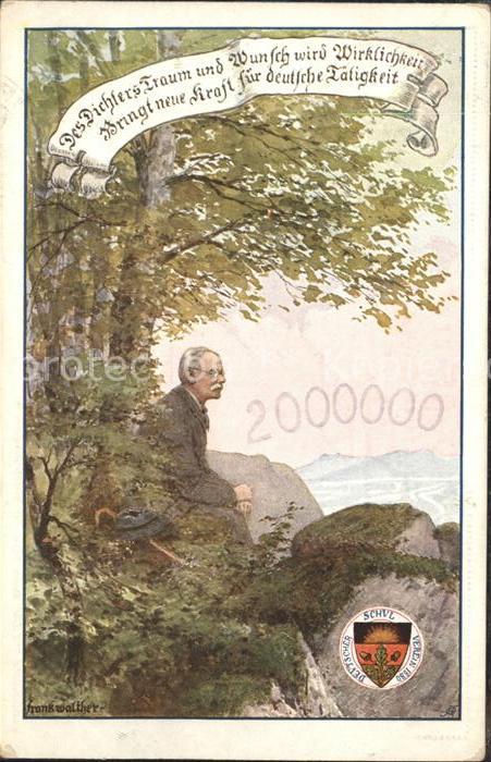 Kuenstlerkarte Hans Walther Wappen Dichters Traum