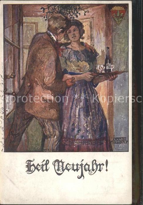 Kuenstlerkarte Berta F. Heil Neujahr