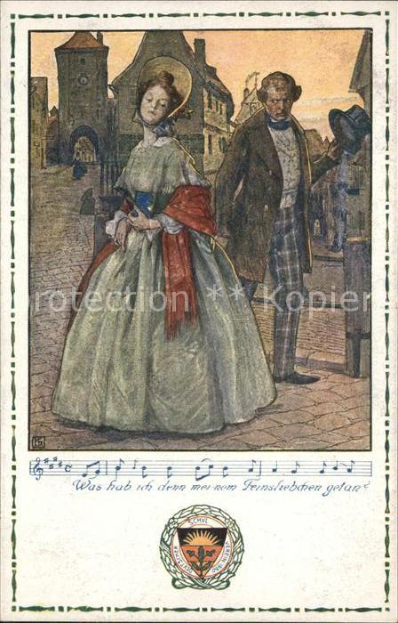 Liederkarte Zylinder Wappen Künstlerkarte