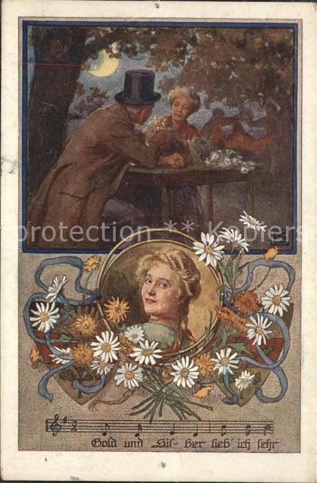 Liederkarte Wappen Frau Margeriten Mond