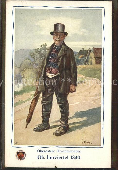 Kuenstlerkarte V. Prom Oberösterr. Trachtenbilder Ob.