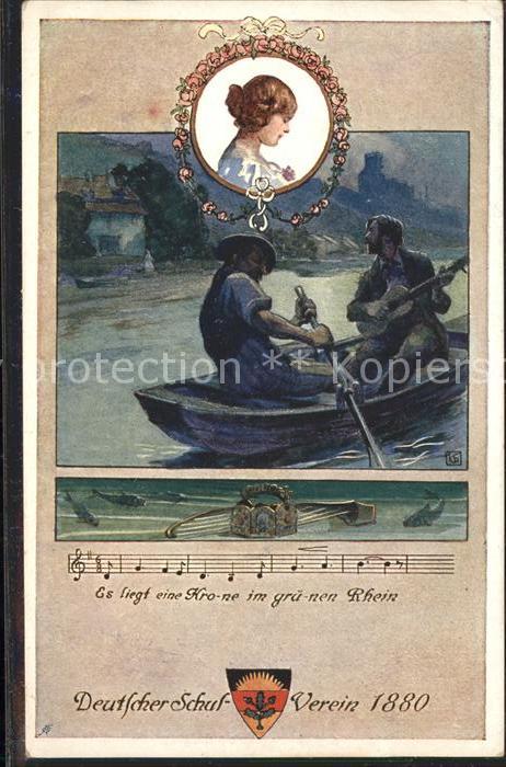 Liederkarte Wappen Krone grünen Rhein