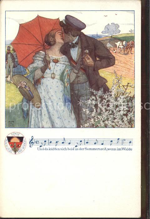 Liederkarte Sommerzeit Walde Regenschirm Künstlerka