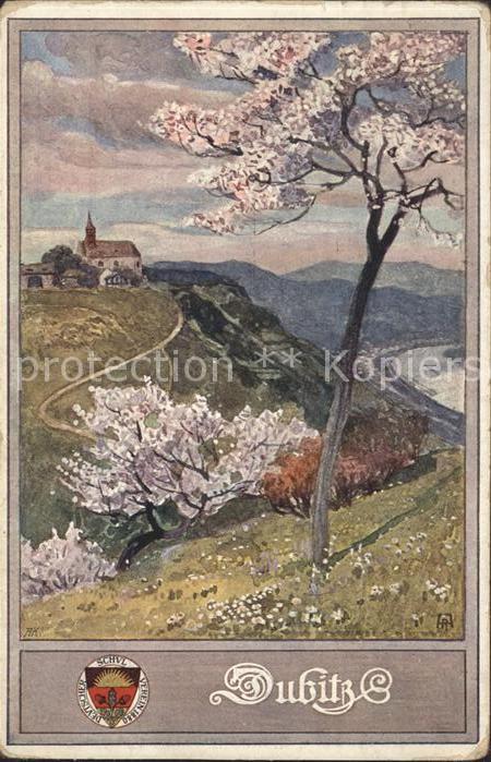 Kuenstlerkarte Dubitz Frühling Wappen